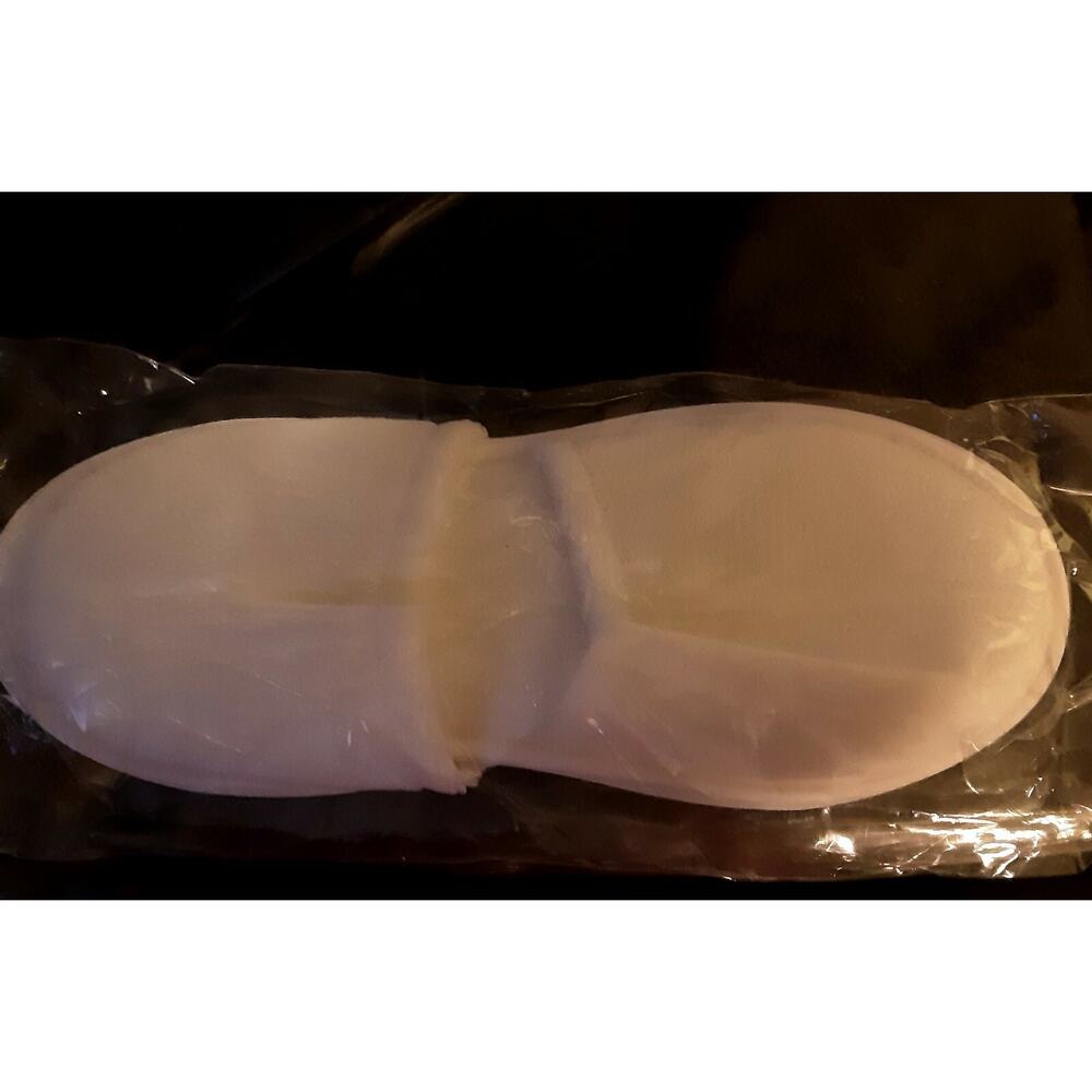 Spa Slippers, White Hotel Style, Padded, Plastic Bottoms, M-L, Unisex NIP